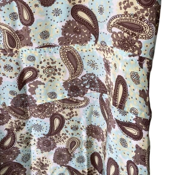 Anthropologie Isabella Bird 100% Silk Paisley Print Short Cutout Sleeve Dress - Picture 3 of 16
